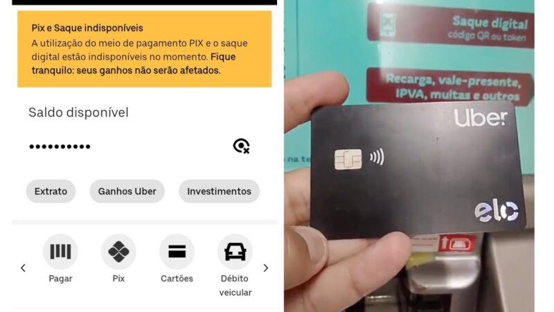 Pix na conta da Uber apresenta falha e bloqueia saques de motoristas