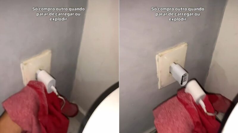 S&oacute; troco quando explodir: mulher viraliza ao usar carregador danific