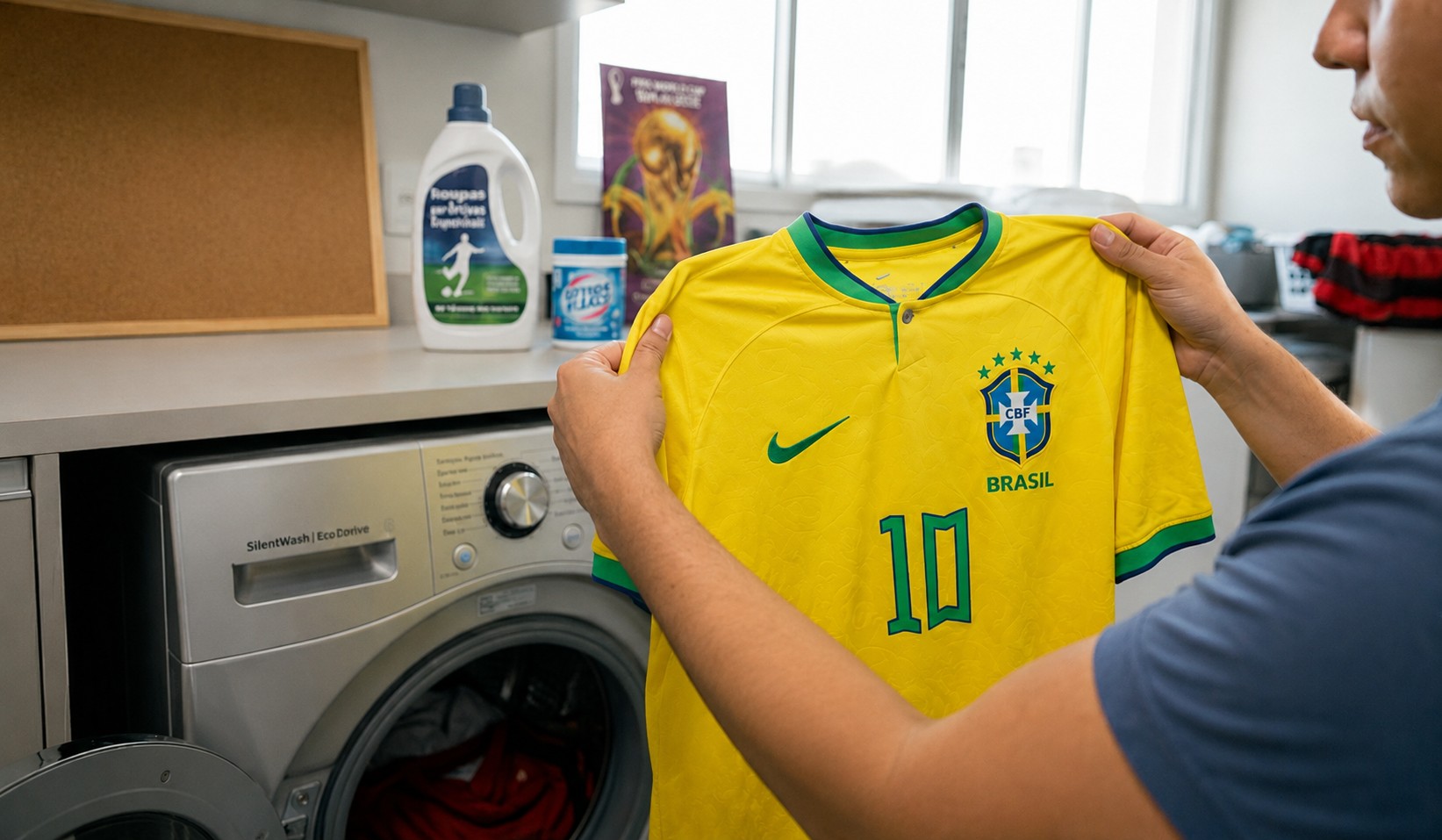 6 dicas para lavar a camisa do Brasil na m&aacute;quina sem desbotar