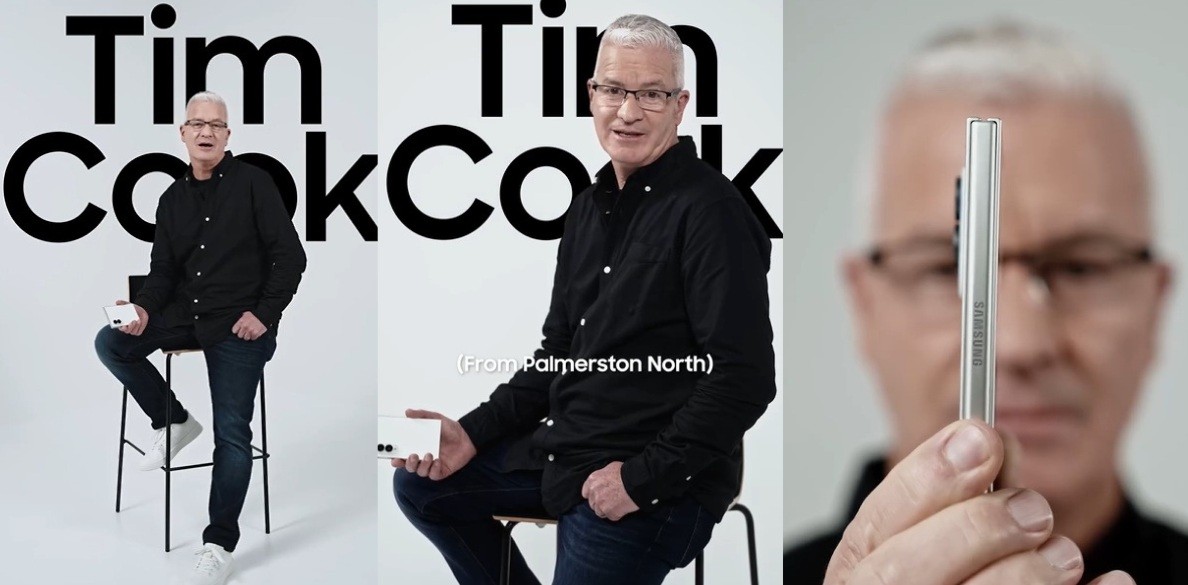 Samsung provoca Apple e traz Tim Cook usando Galaxy Z Fold 8 em post